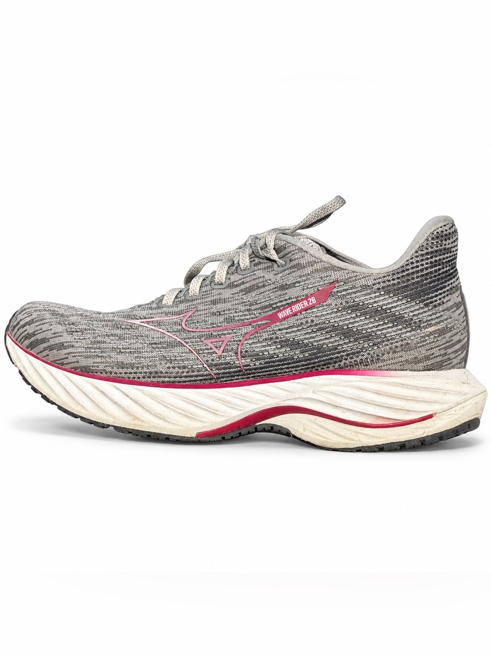 Mizuno Wave Rider 28 Ultimate Grey Cosmo Chrome Running Training Shoes Womens 11